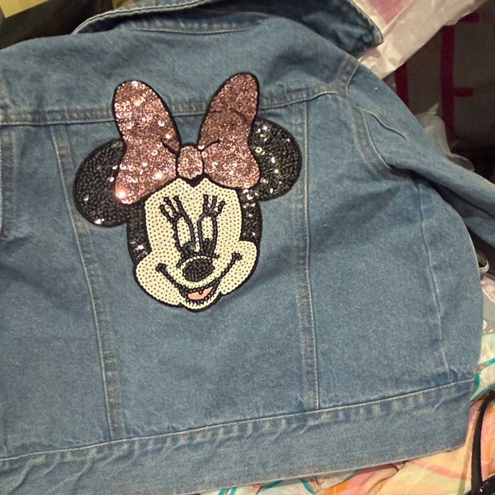 Kids Denim Jacket with Sequin Bow
